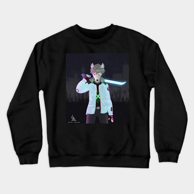 Cyberpunk Wolf Crewneck Sweatshirt by luban